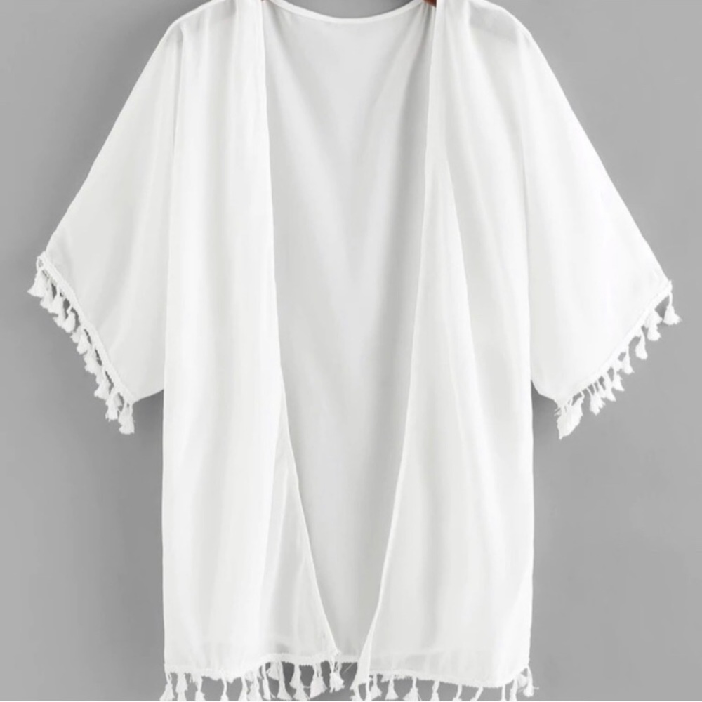White Fringe Kimono